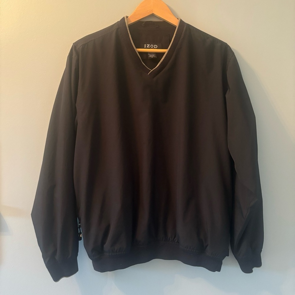 Izod Men's Pull Over Windbreaker XFG Golf Black Size Medium